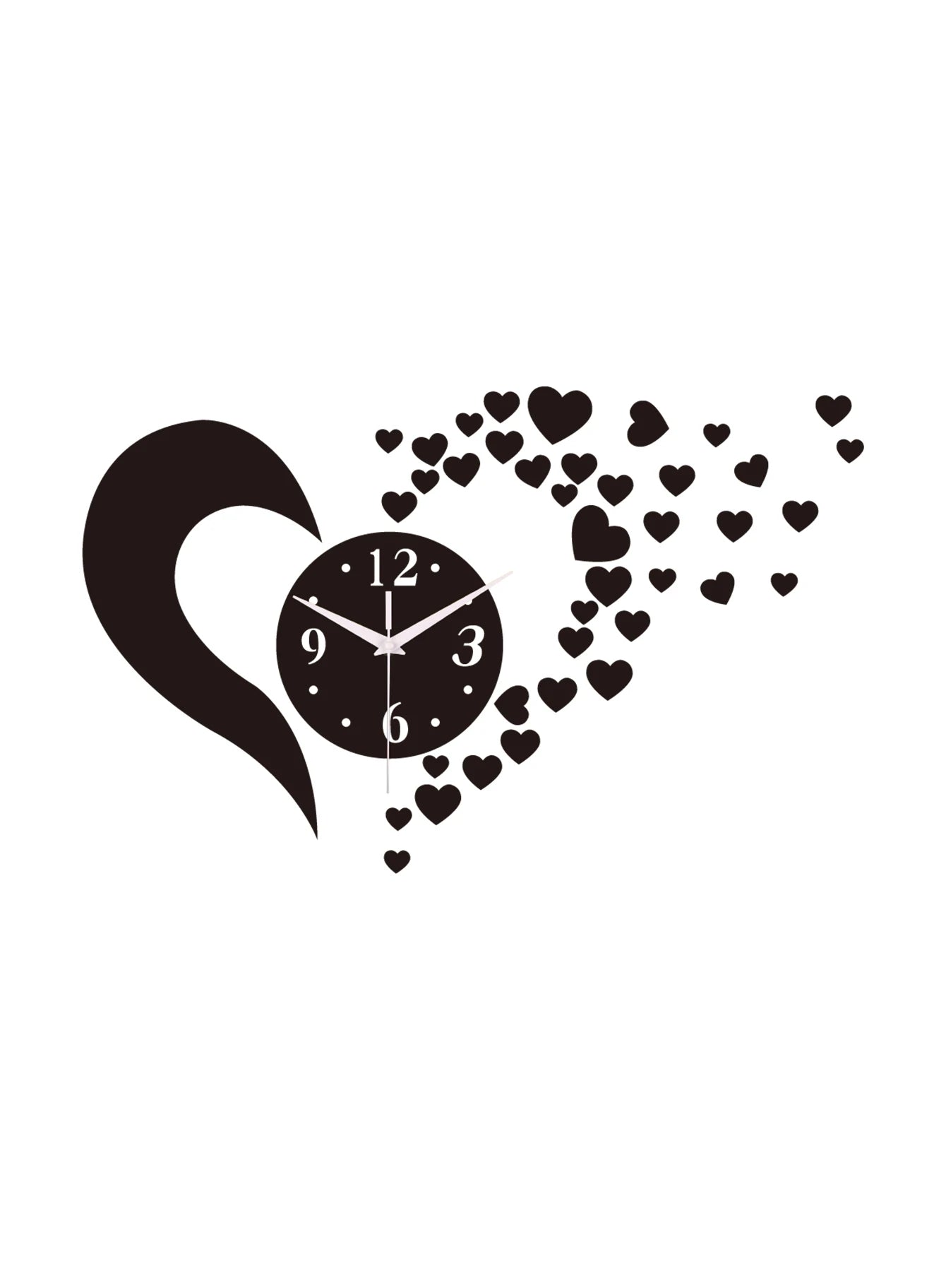 Horloge Coeur  Acrylique Miroir Sans Cadre Design Unique