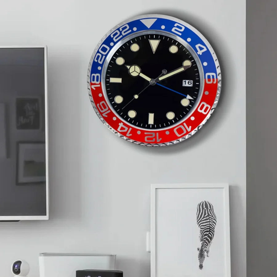 Horloge Murale Métal  Design Fluorescent 33cm Sans Piles