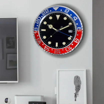 Horloge Murale Métal  Design Fluorescent 33cm Sans Piles
