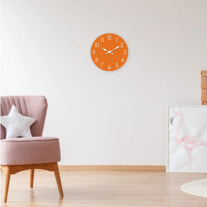 Horloge Murale Bois  Orange Classique