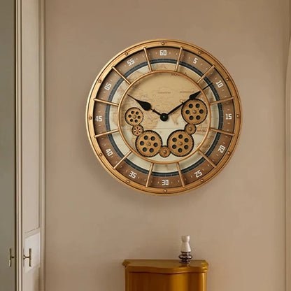 Horloge Murale IndustrielleEngrenages Réels et Chiffres Romains