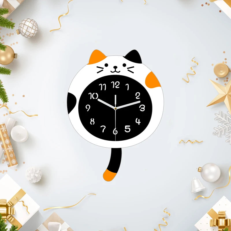 Horloge Murale Silencieuse  Chat Dessin Animé Moderne