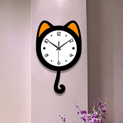 Horloge Murale Silencieuse  Style Chat Moderne Balancier