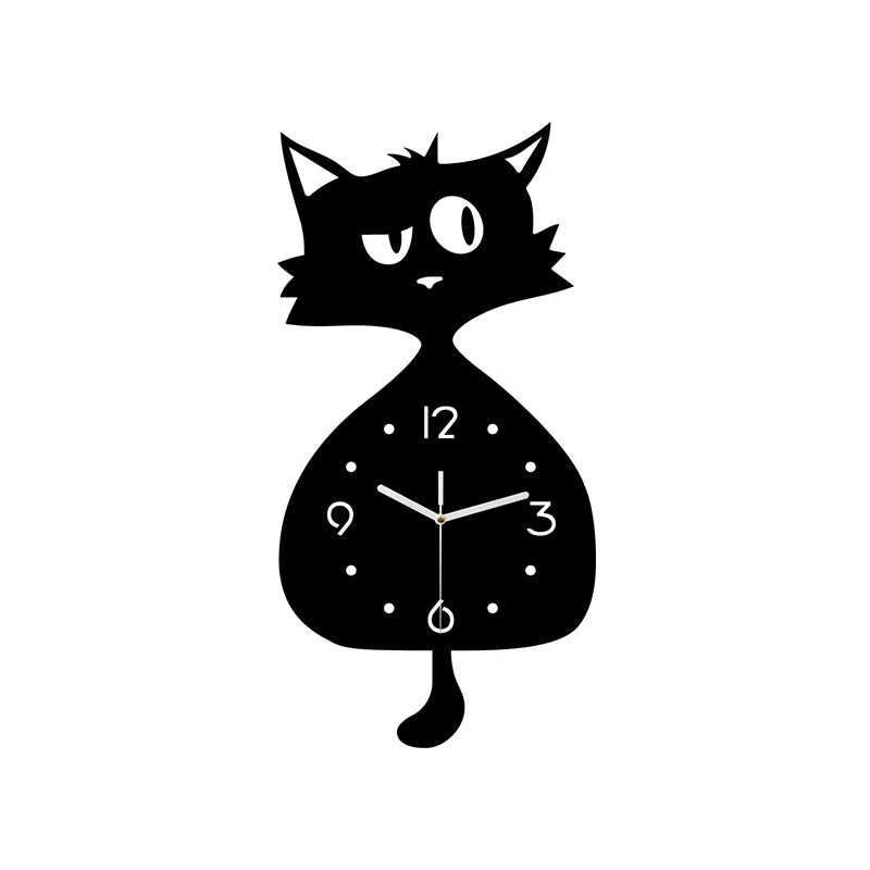 Horloge Chat Silencieuse avec Queue Mobile et Design Amusant