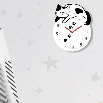Horloge Murale Silencieuse  Chat Créatif Design Original et Mignon
