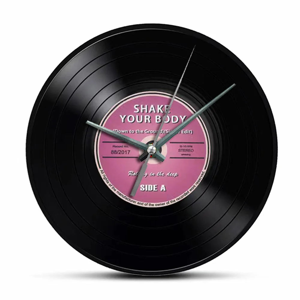 Horloge Murale Rétro  Vinyle Noir