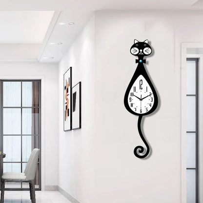 Horloge Chat  Queue Animée Silencieuse Design Intéressant
