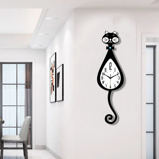 Horloge Chat  Queue Animée Silencieuse Design Intéressant