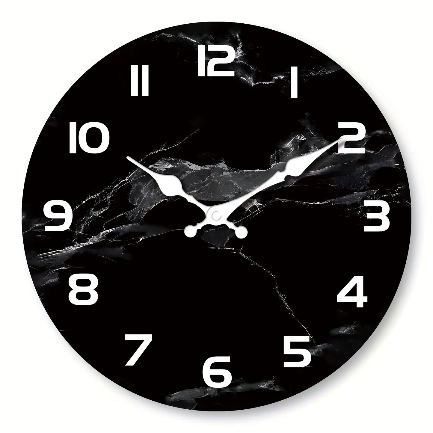 Horloge Murale Marbre Noir  Style Épuré