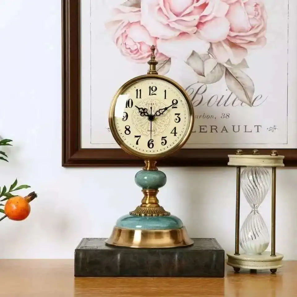 Horloge de Bureau  Style Vintage Métal Doré