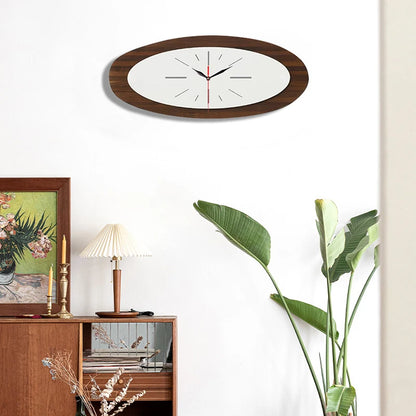 Horloge Murale BoisDesign Ovale Grain de Bois Style Moderne