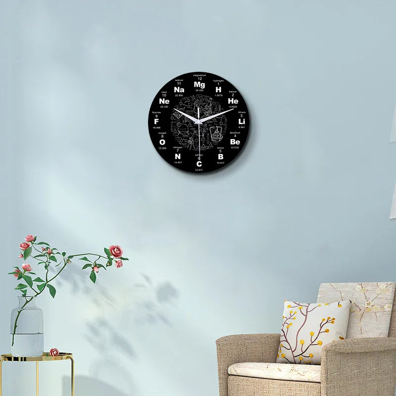 Horloge Murale SilencieuseDesign Périodique Élémentaire