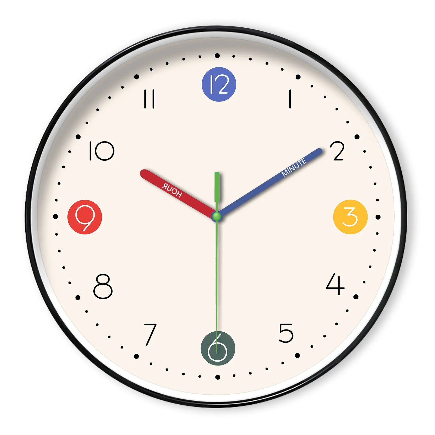 Horloge Enfant Silencieuse  Apprentissage Aiguilles Colorées
