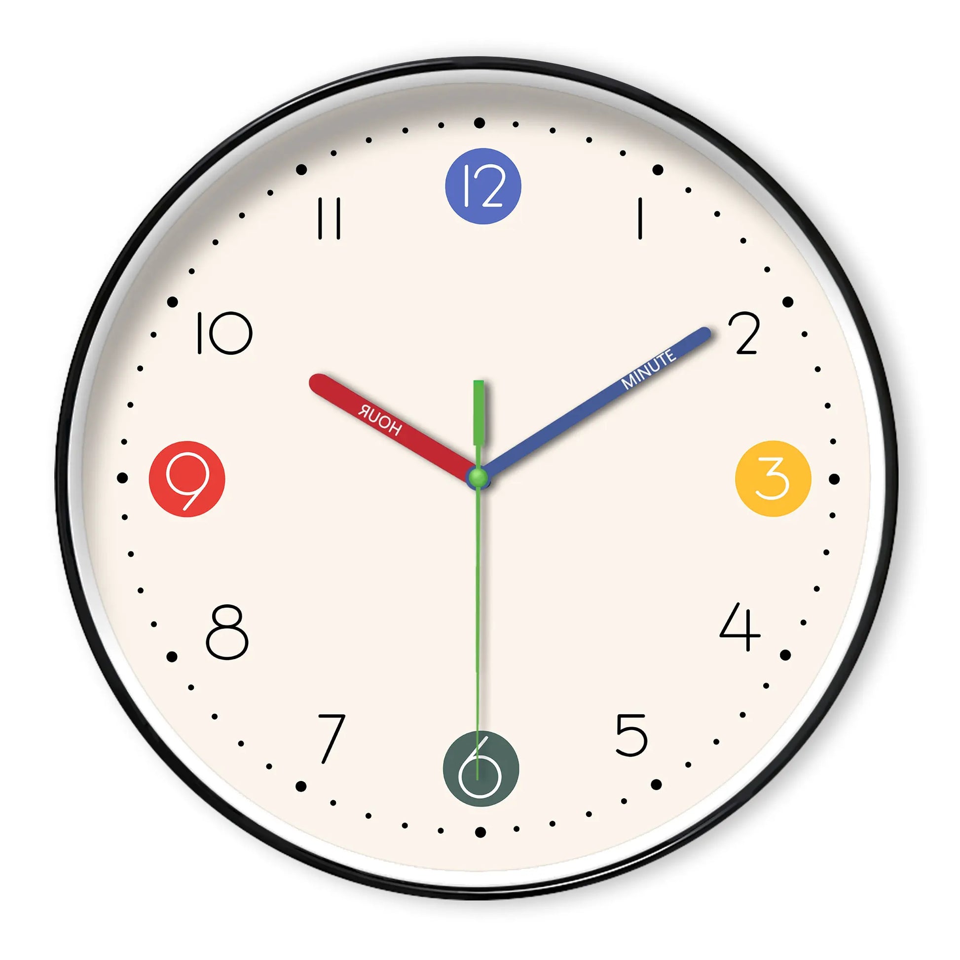 Horloge Enfant Silencieuse  Apprentissage Aiguilles Colorées