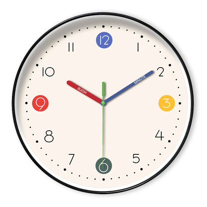 Horloge Enfant Silencieuse  Apprentissage Aiguilles Colorées