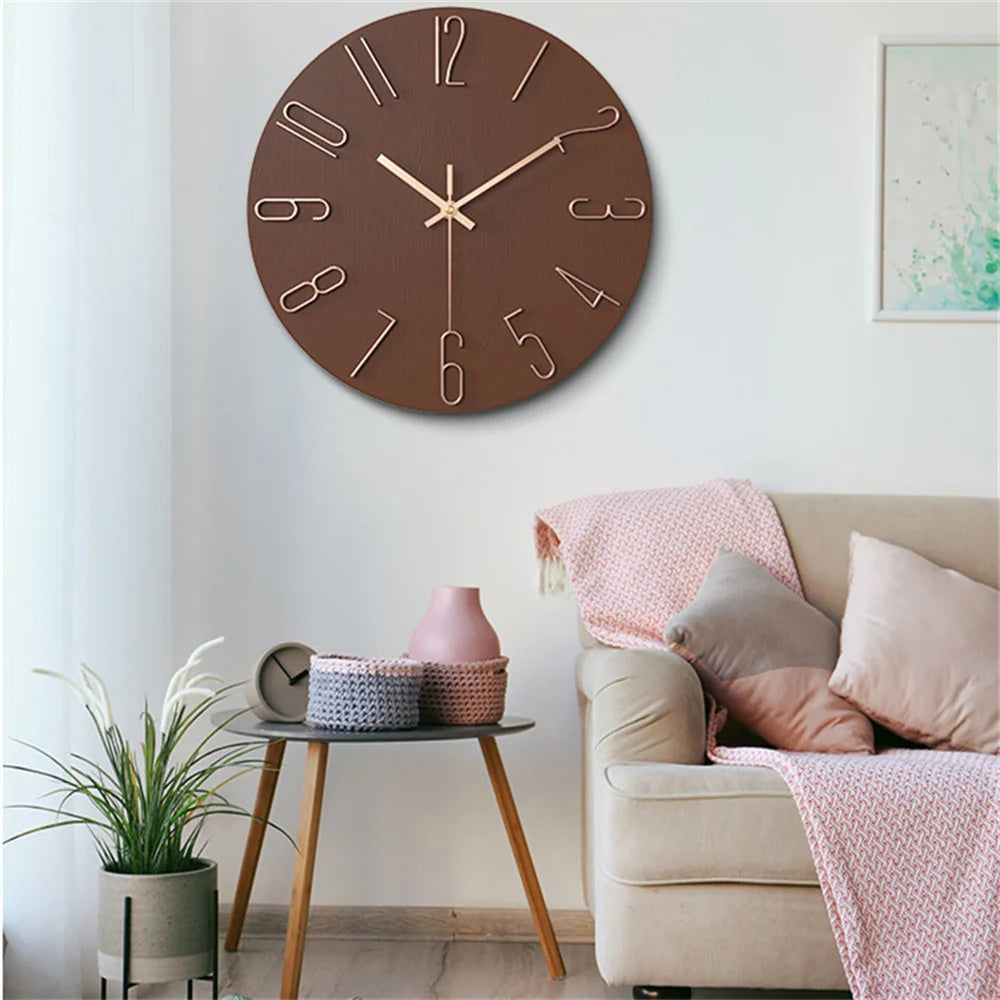 Horloge Murale Scandinave Beige Minimaliste 30cm