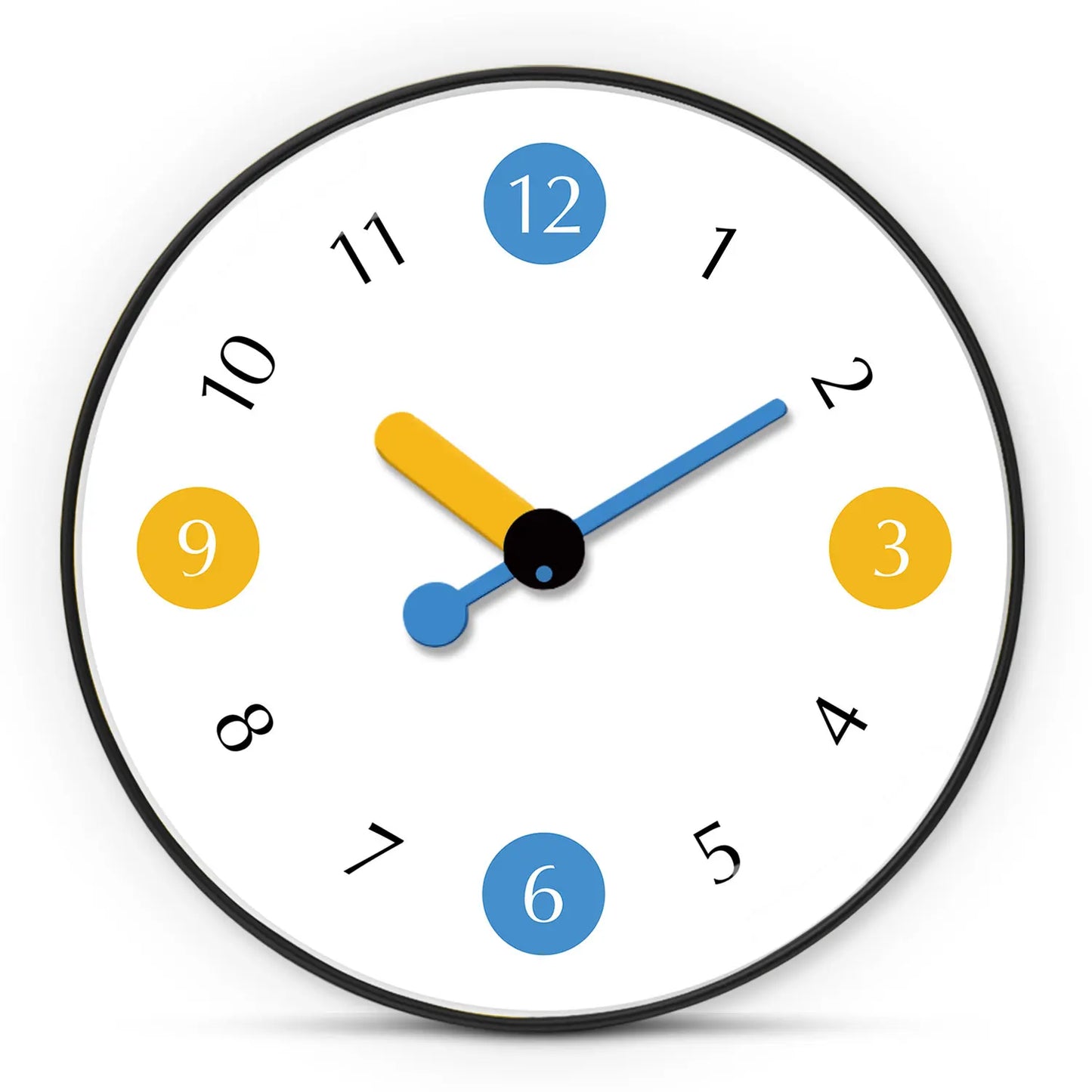 Petite Horloge Murale  Chiffres Jaune et Bleu