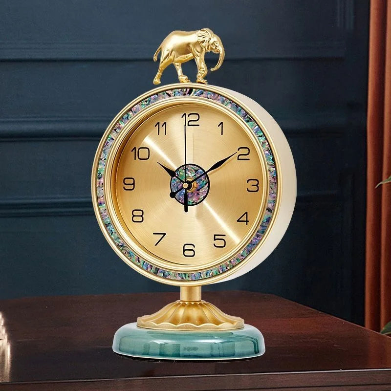 Horloge de Table  Éléphant Doré Design Antique
