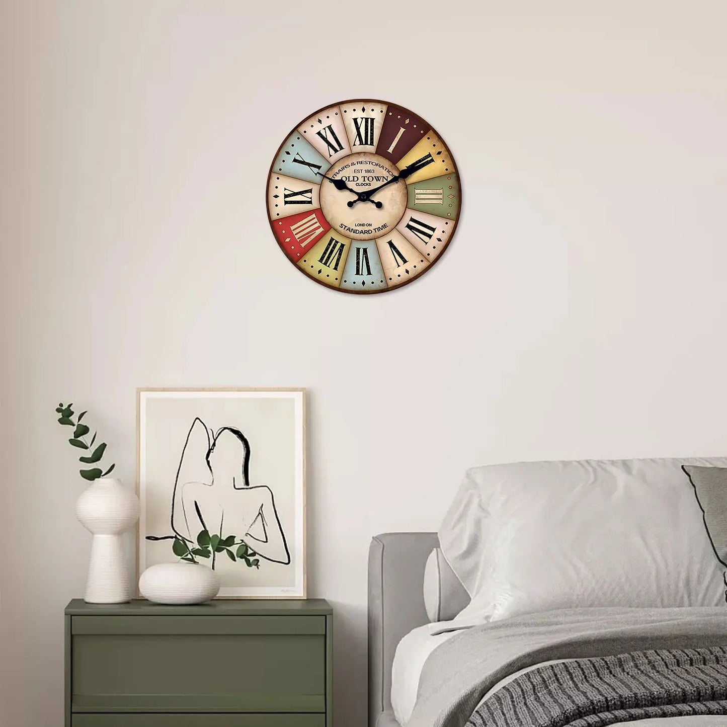 Horloge Chiffre Romain  Style Rétro Coloré