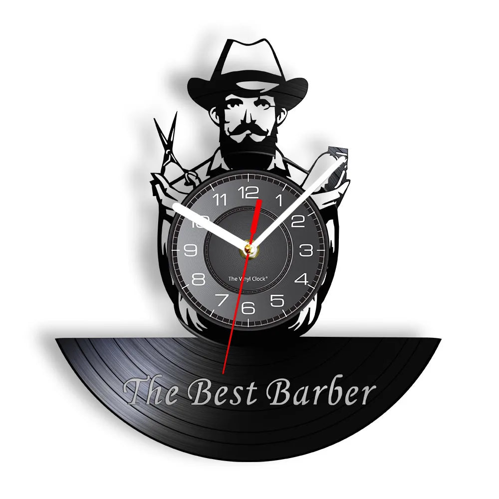 Horloge À Engrenage    Vinyle Design Style Barber Shop