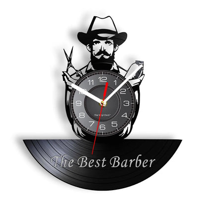 Horloge À Engrenage    Vinyle Design Style Barber Shop