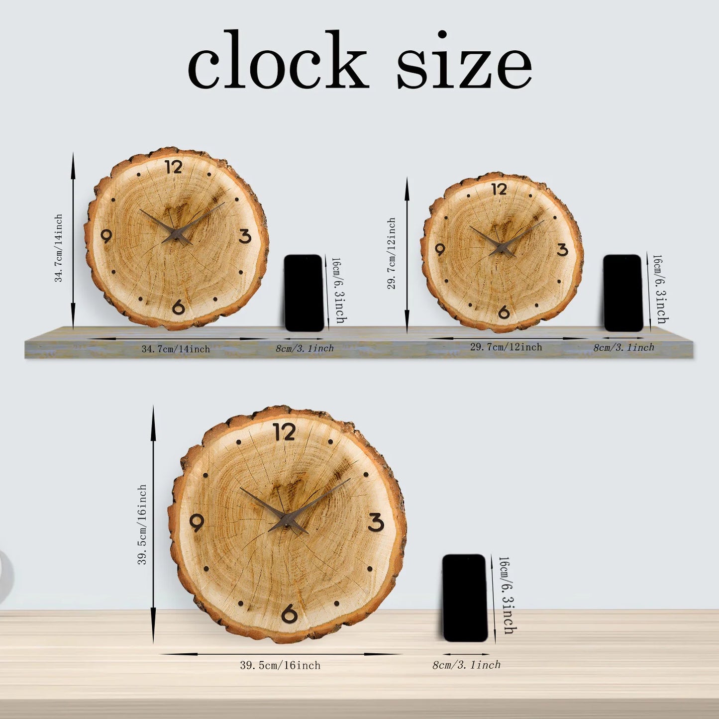 Horloge Murale Bois  Style Bûche