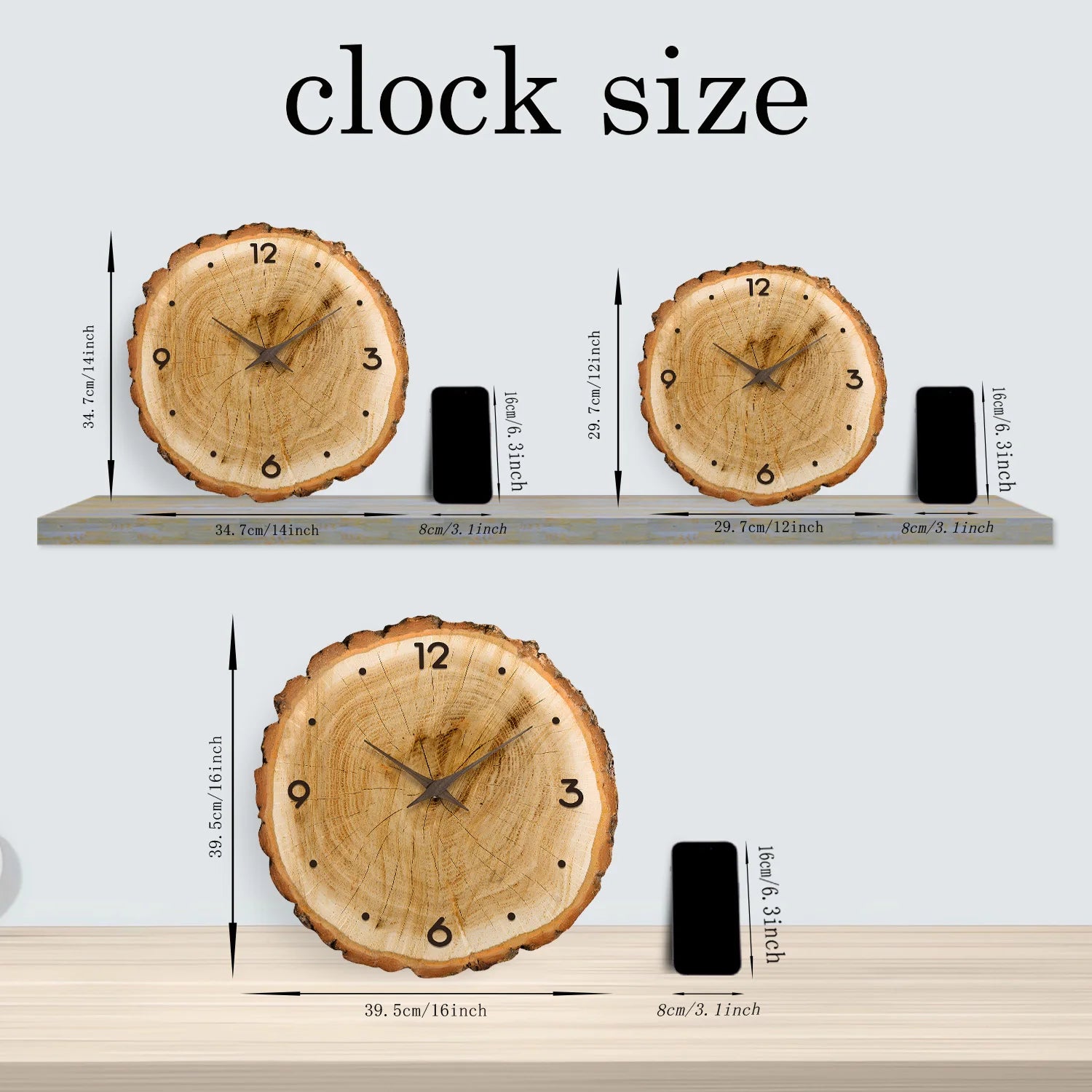 Horloge Murale Bois  Style Bûche