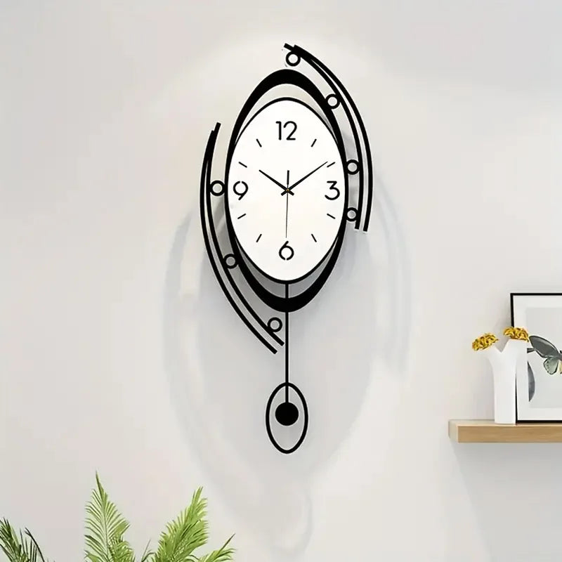Horloge Murale SilencieuseOvale en Bois pour Intérieur Moderne