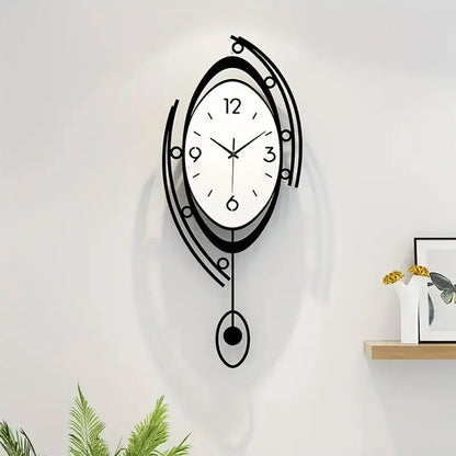 Horloge Murale SilencieuseOvale en Bois pour Intérieur Moderne