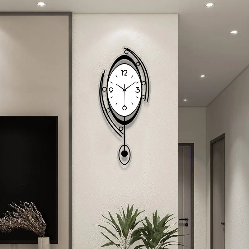 Horloge Murale SilencieuseOvale en Bois pour Intérieur Moderne