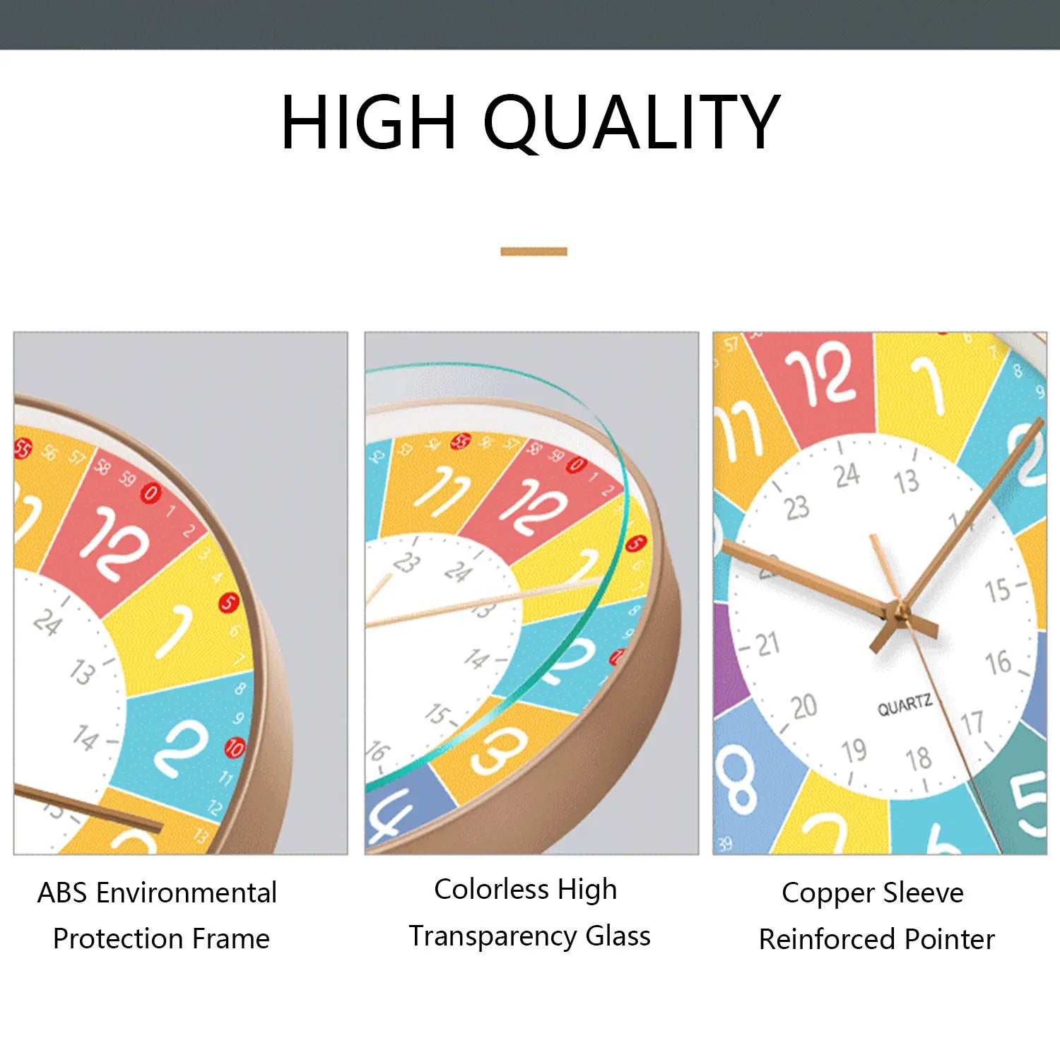 Horloge Murale Silencieuse  Éducation Enfant Non Ticking