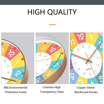 Horloge Murale Silencieuse  Éducation Enfant Non Ticking