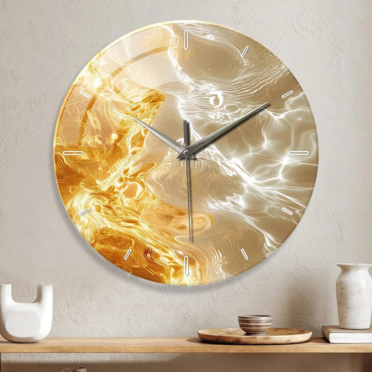 Horloge Murale Design  Art Abstrait Verre Trempé