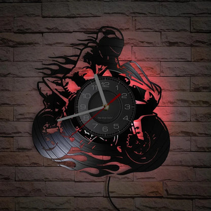 Horloge Murale IndustrielleVinyle Design Moto Extrême Freestyle