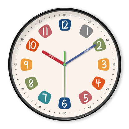 Horloge Enfant  Cadran et Aiguilles Colorés Moderne
