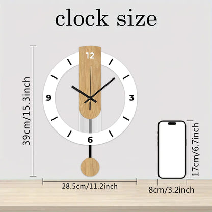 Horloge Murale Silencieuse  Acrylique Bois Blanc à Balancier