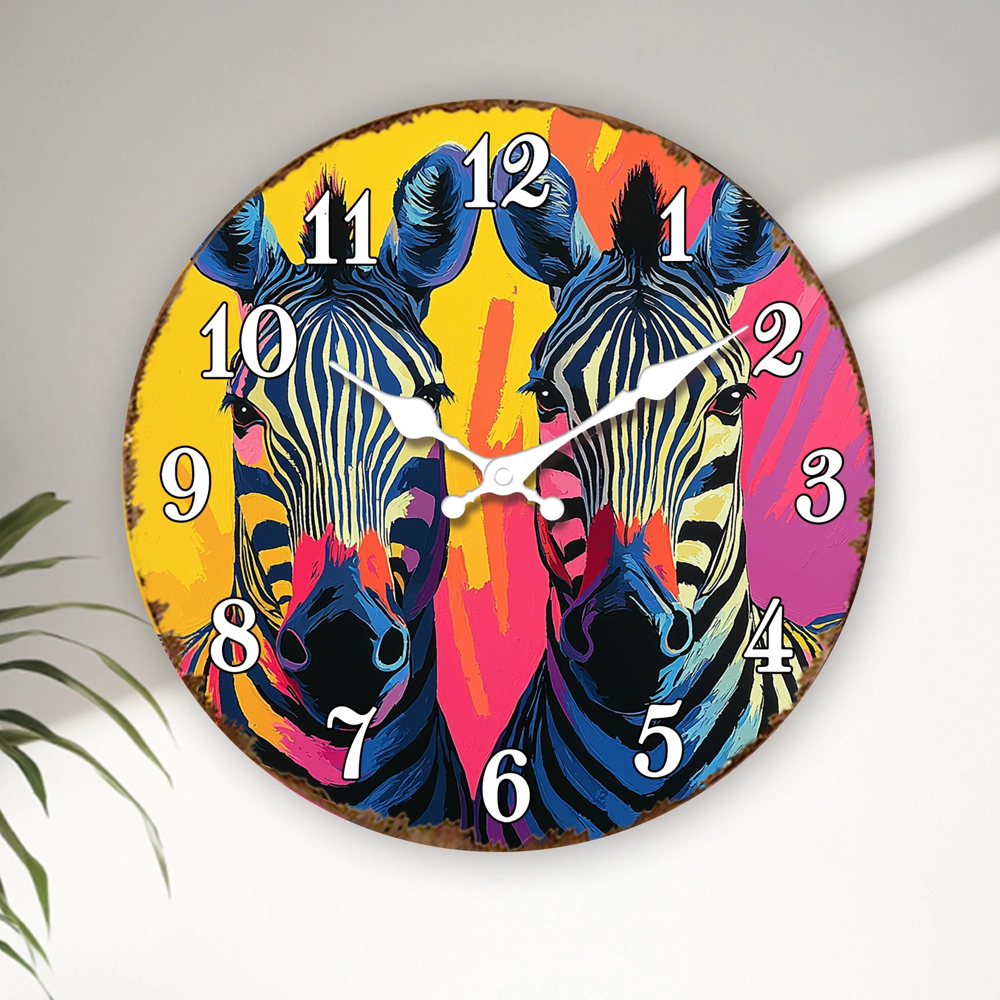Horloge Murale Moderne  Zèbres Pop Art Coloré