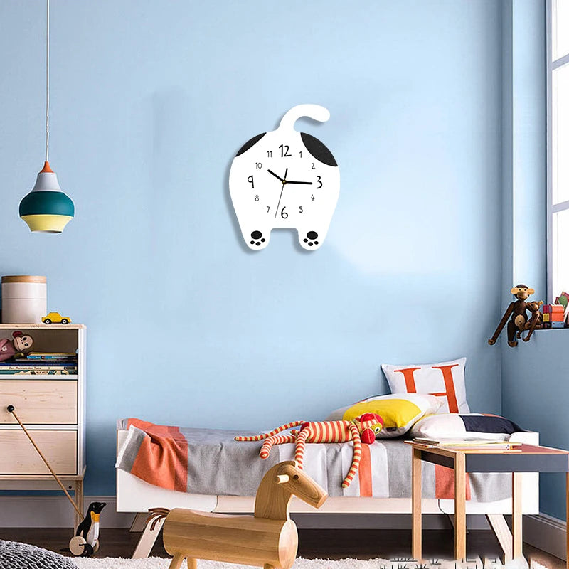 Horloge Chat  Design Mignon Enfant Kitten en Bois