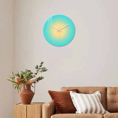 Horloge Murale Design  Dégradé Coloré Bleu Jaune