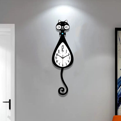 Horloge Chat  Queue Animée Silencieuse Design Intéressant