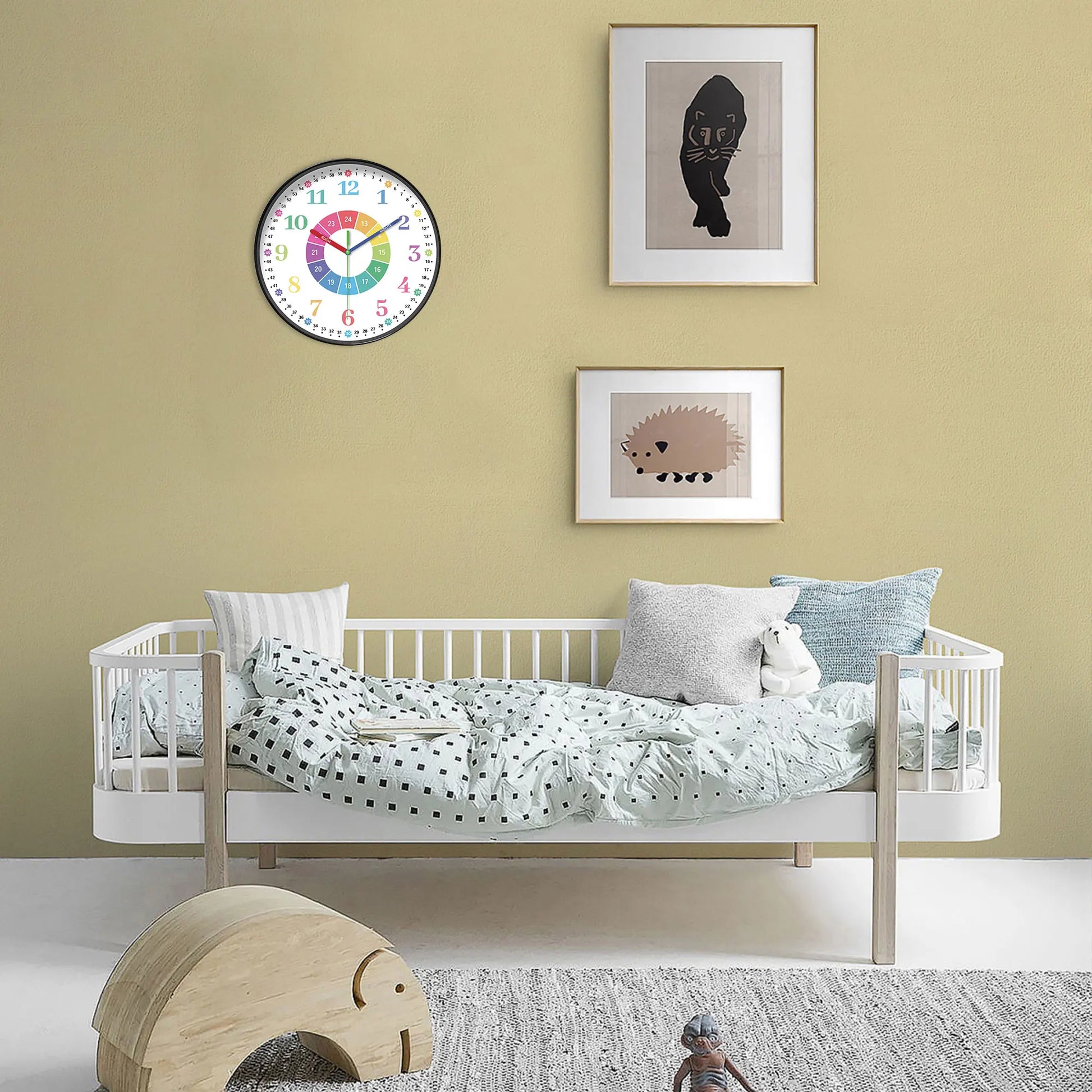 Horloge Enfant  Apprentissage Analogique Chiffres et Aiguilles Colorés