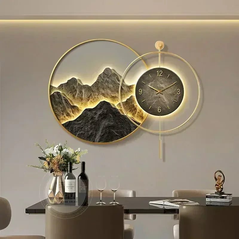 Horloge Décoration Murale  Paysage Montagnes