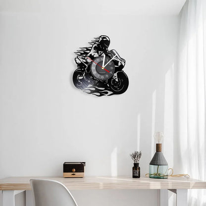 Horloge Murale IndustrielleVinyle Design Moto Extrême Freestyle