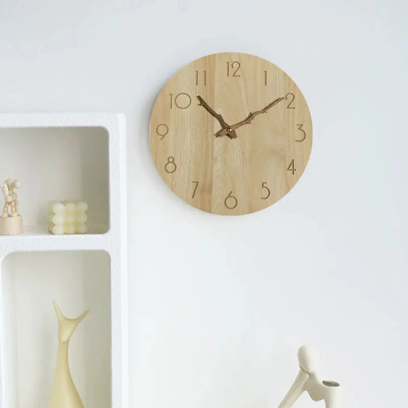 Horloge Murale Silencieuse  Bois Chiffres Arabes Rondes