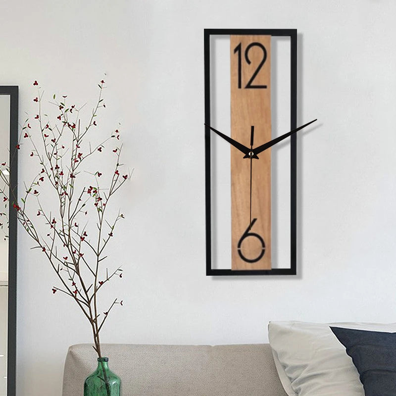 Horloge Murale Silencieuse  Rectangle Grain de Bois