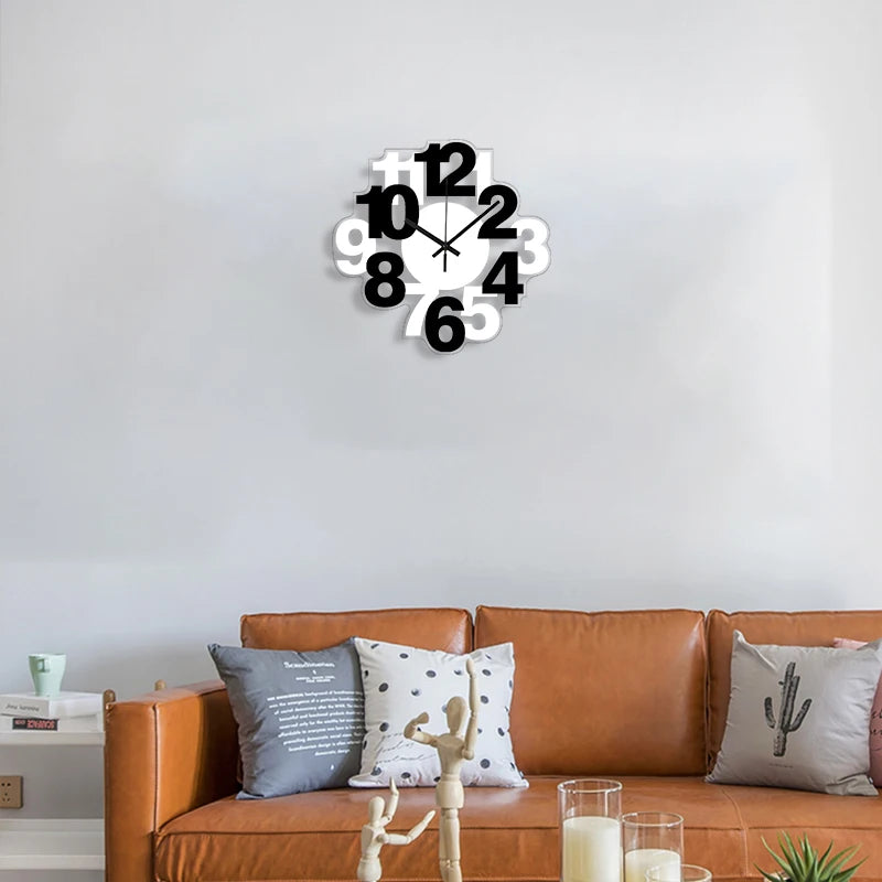 Horloge Murale Silencieuse  Noire et Blanche à Chiffres Arabe