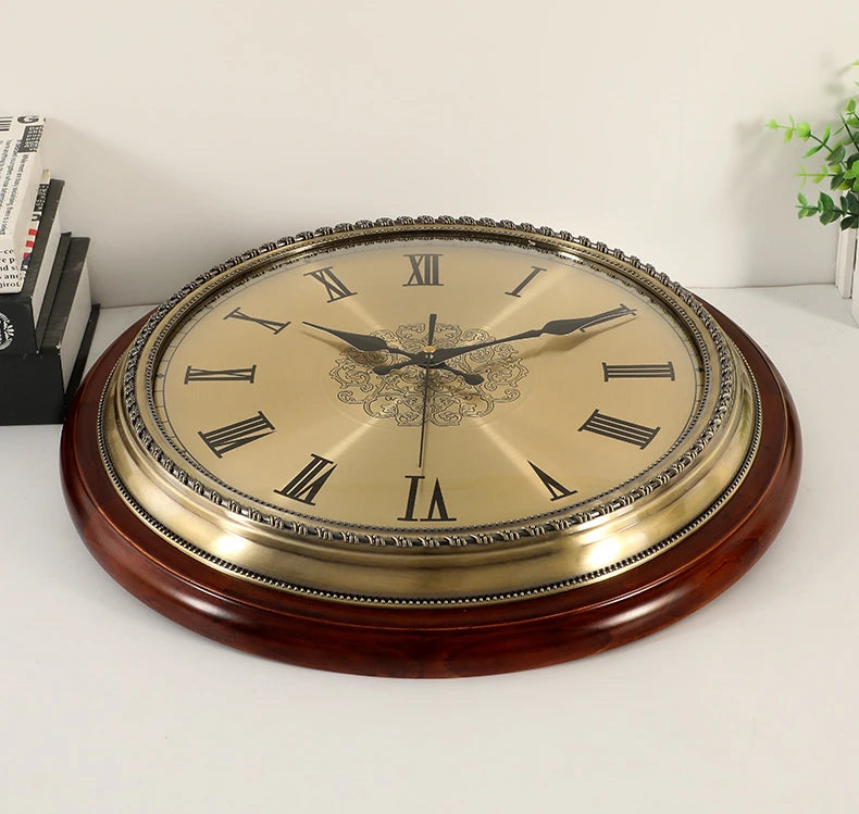 Horloge Murale Silencieuse  Métal Doré Style Nordique Vintage