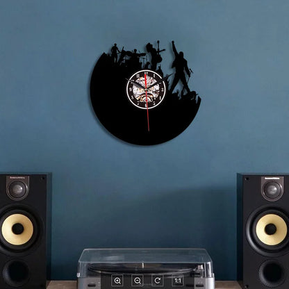 Horloge murale vinyles rock band - detail design musical vintage