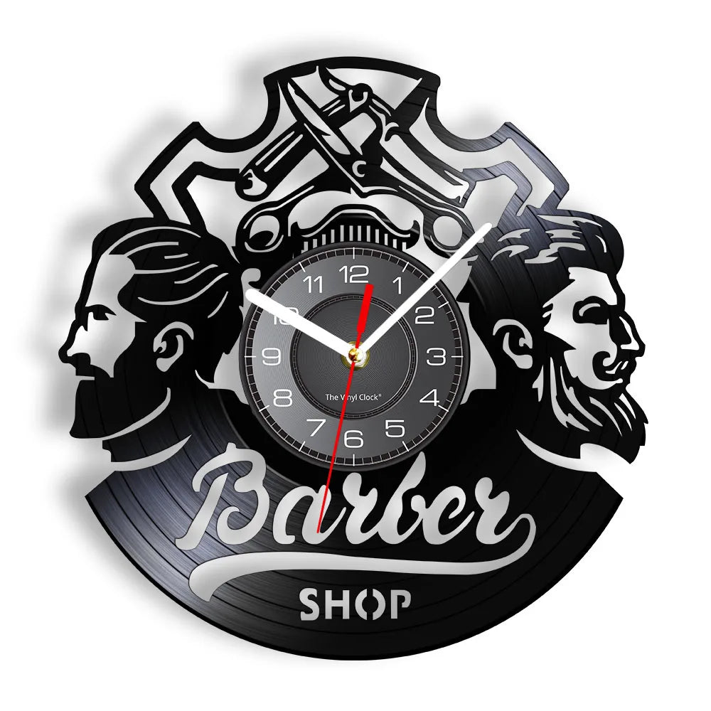 Horloge À Engrenage    Vinyle Design Style Barber Shop