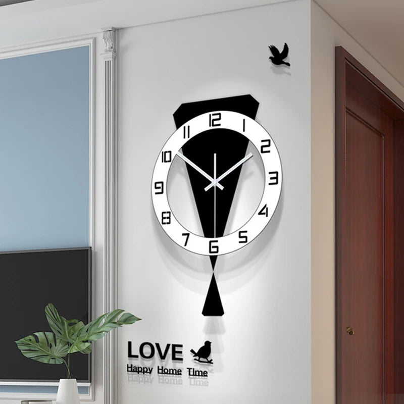 Horloge Murale SilencieuseDesign Moderne En Métal Noir